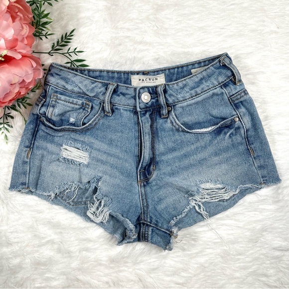 Women’s Pacsun High-Rise Festival Denim Shorts Sz 23 - Picture 1 of 6
